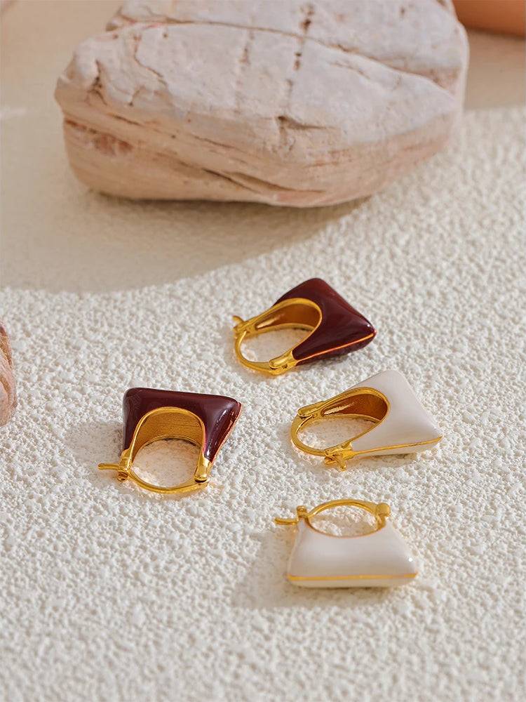 Elegant Versatile Charm Hoop Earrings - Ecru