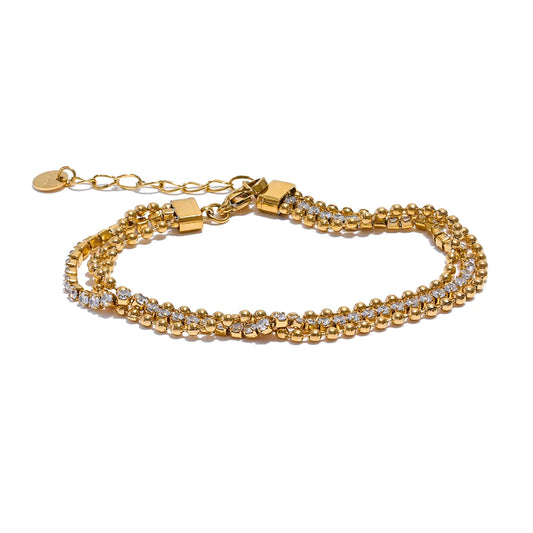 Elegant Zircon Layered Charm Bracelet - Ecru