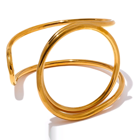 Exaggerated Big Cuff Charm Bracelet - Ecru