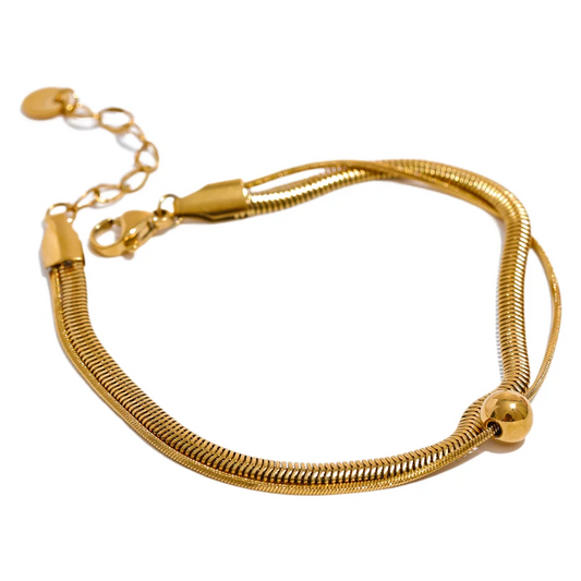 Exquisite Double Layer Snake Necklace, Bracelet - Ecru