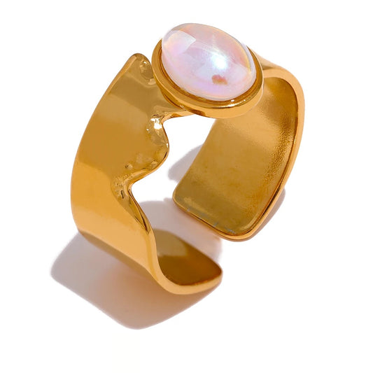 Exquisite Imitation Stone Minimalist Ring - Ecru