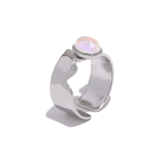 Exquisite Imitation Stone Minimalist Ring - Ecru