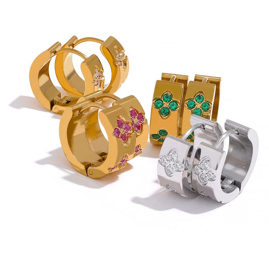 Exquisite Pink Green Chic Earrings - Ecru