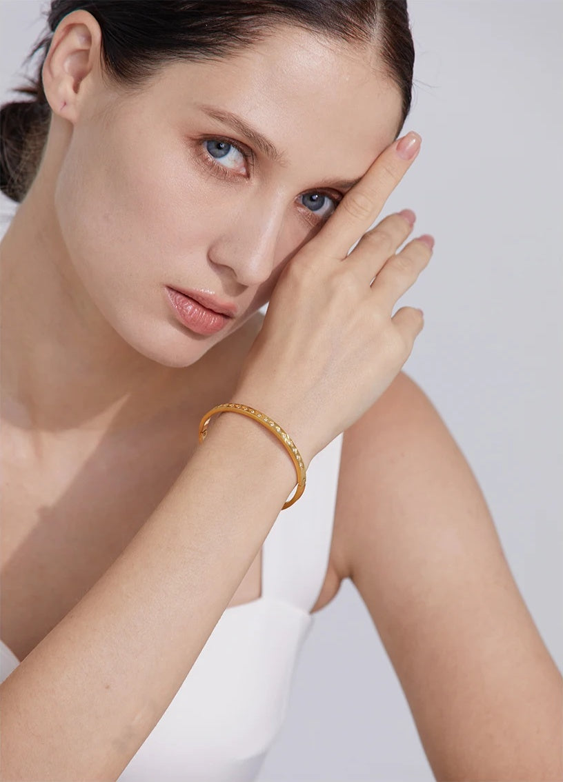 Fashion Cast Statement Bangle Bracelet - Ecru