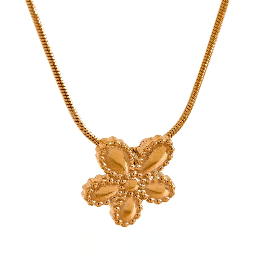 Fashion Flower Pendant Statement Necklace - Ecru