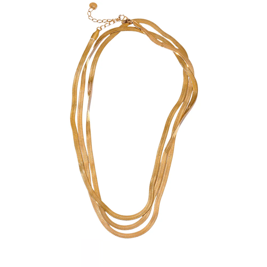 Flat Snake Long Chain Necklace - Ecru