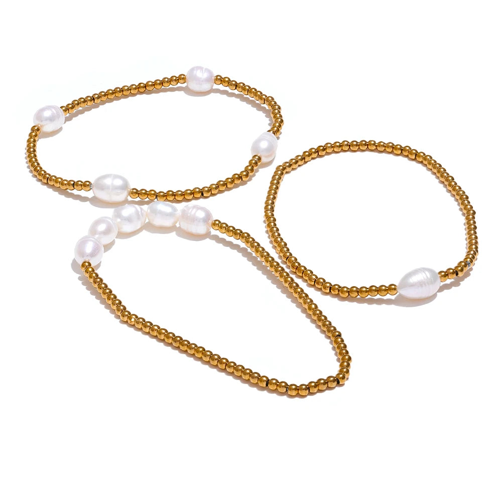 Freshwater Pearl Beaded Charm Bracelet - Ecru
