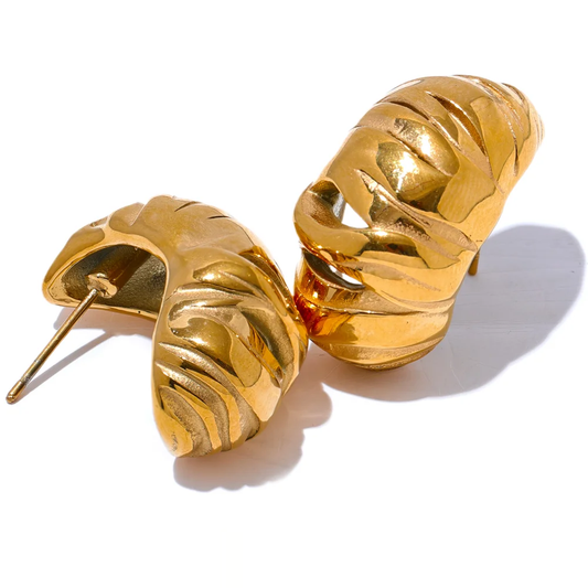 Geometric C-Shape Fashion Earrings - Ecru