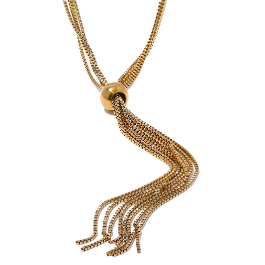 Geometric Layered Statement Pendant Necklace - Ecru
