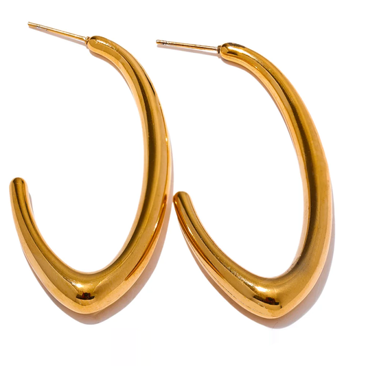 Geometric Long Big Statement Earrings - Ecru