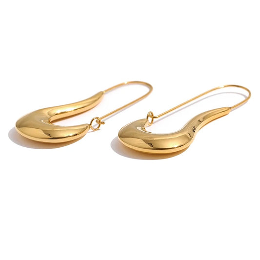 Geometric Minimalist Plated Hoop Earrings - Ecru