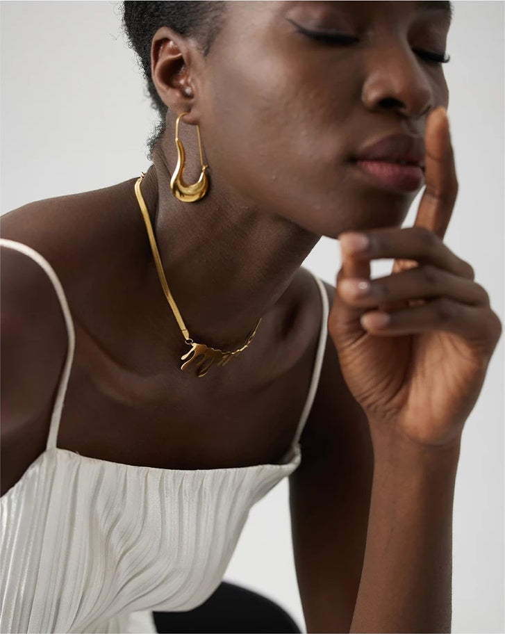 Geometric Minimalist Plated Hoop Earrings - Ecru