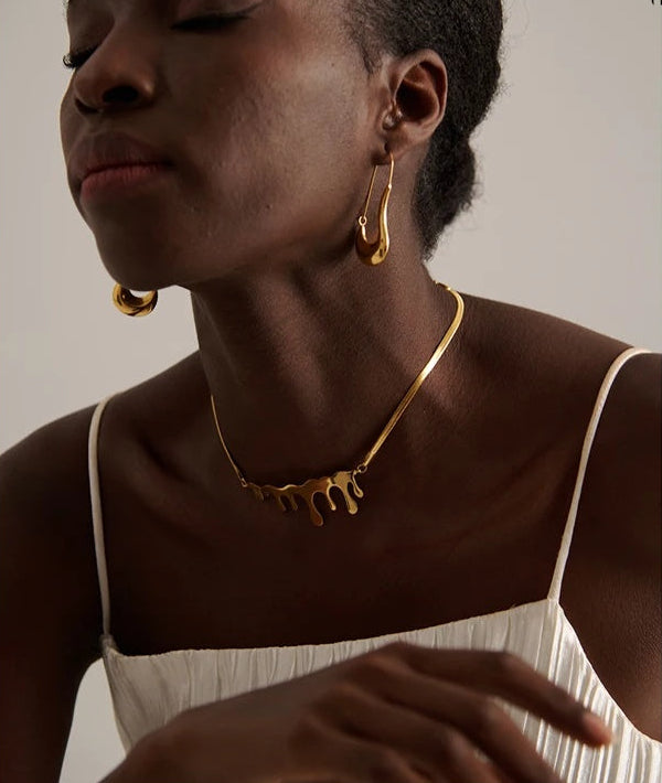 Geometric Minimalist Plated Hoop Earrings - Ecru
