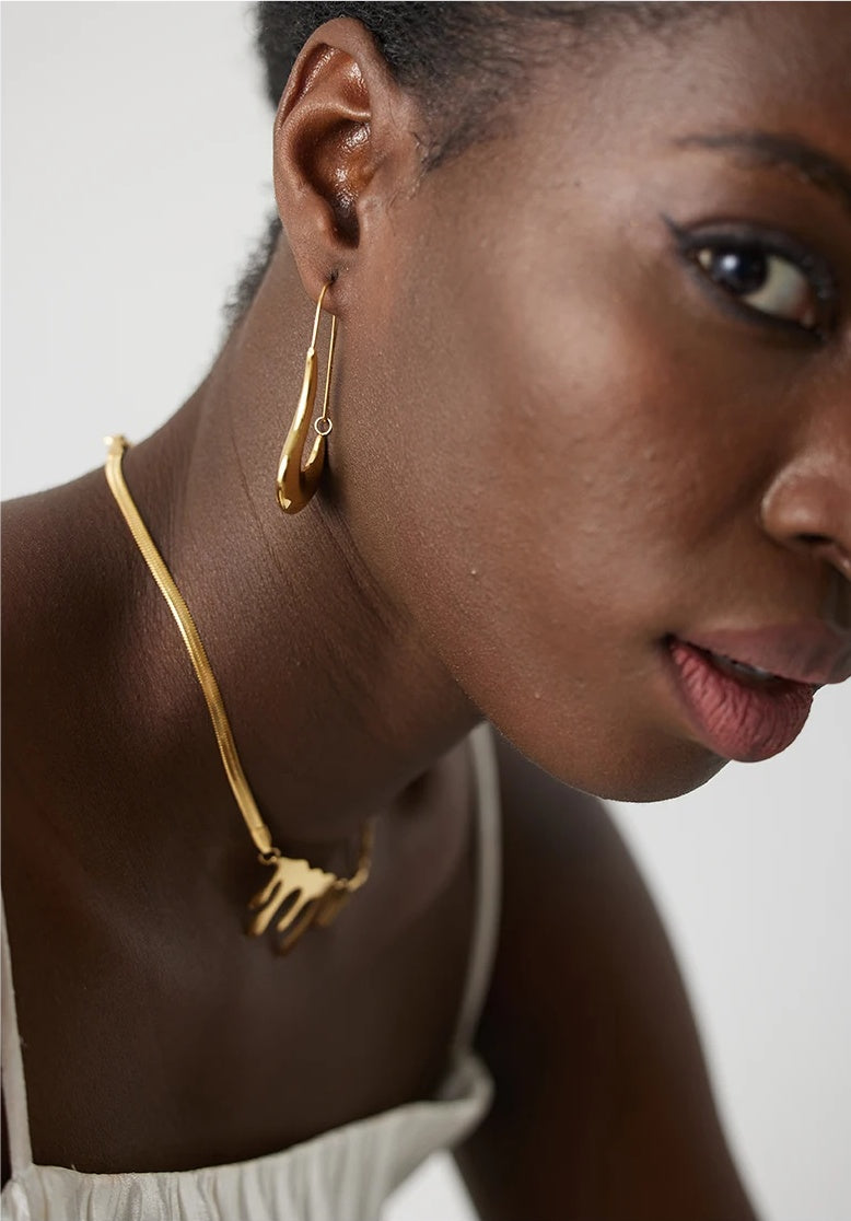 Geometric Minimalist Plated Hoop Earrings - Ecru