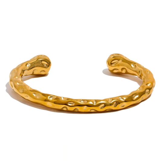 Geometric Open Cuff Vintage Bracelet - Ecru