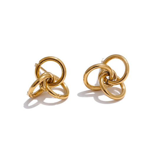 Geometric Premium Chunky Stud Earrings - Ecru