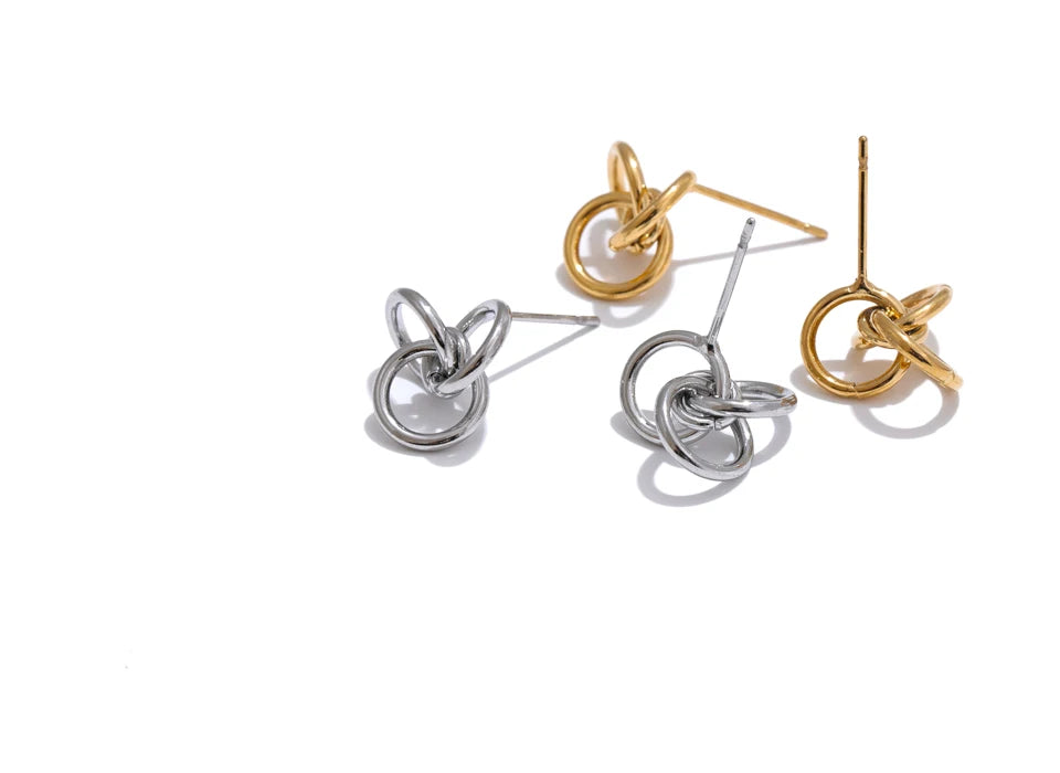 Geometric Premium Chunky Stud Earrings - Ecru