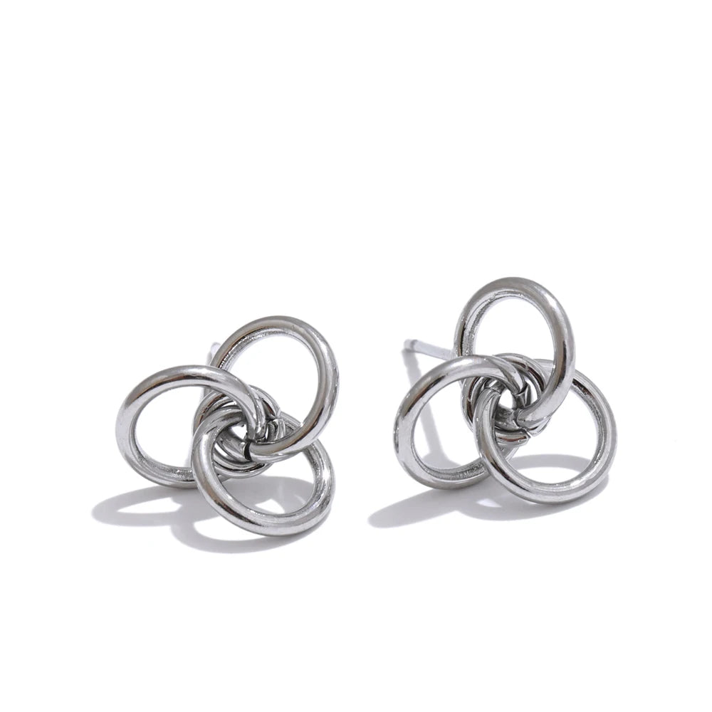 Geometric Premium Chunky Stud Earrings - Ecru