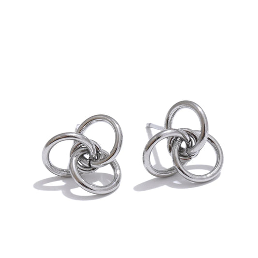 Geometric Premium Chunky Stud Earrings - Ecru
