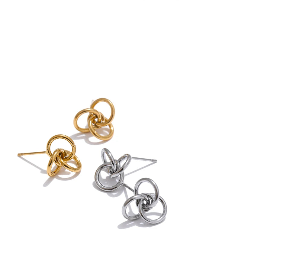 Geometric Premium Chunky Stud Earrings - Ecru