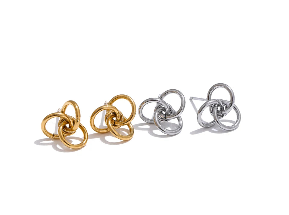 Geometric Premium Chunky Stud Earrings - Ecru