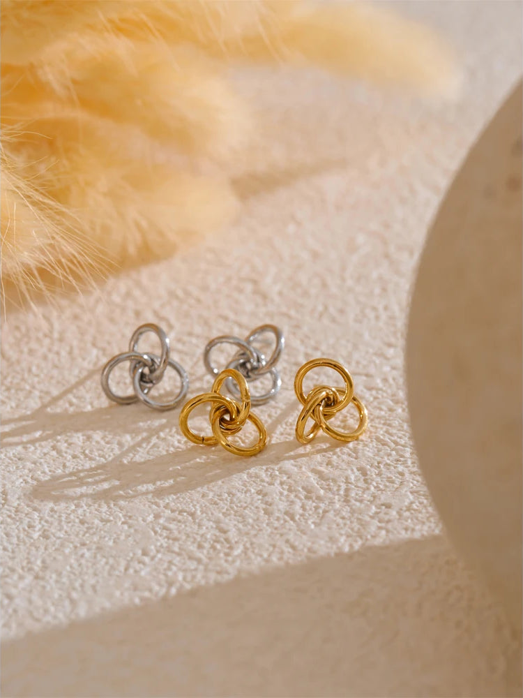 Geometric Premium Chunky Stud Earrings - Ecru