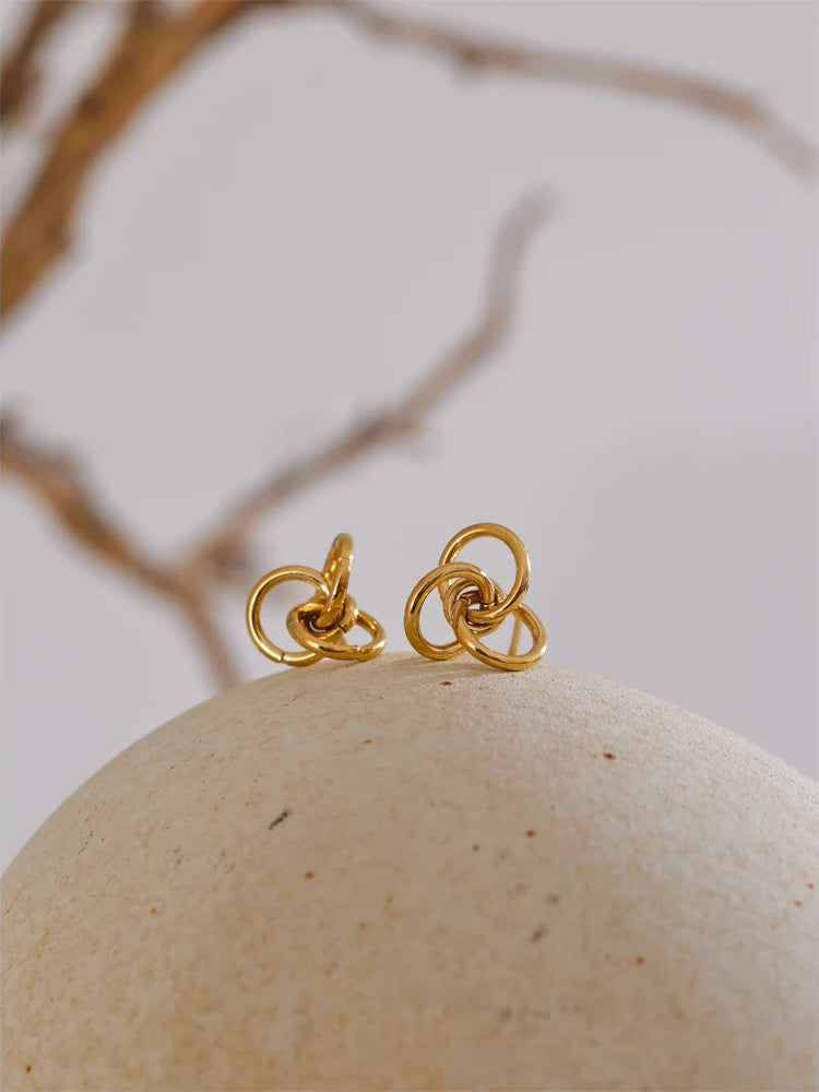 Geometric Premium Chunky Stud Earrings - Ecru