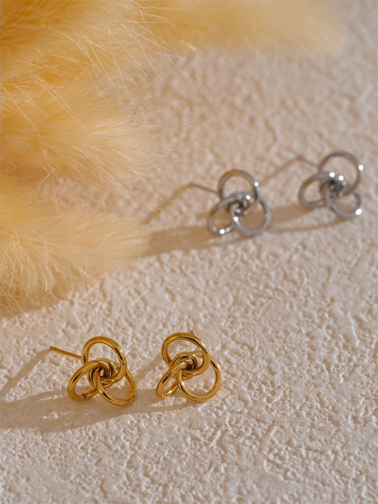 Geometric Premium Chunky Stud Earrings - Ecru