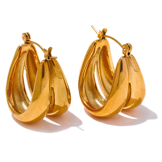Geometric Statement Hoop Daily Earrings - Ecru
