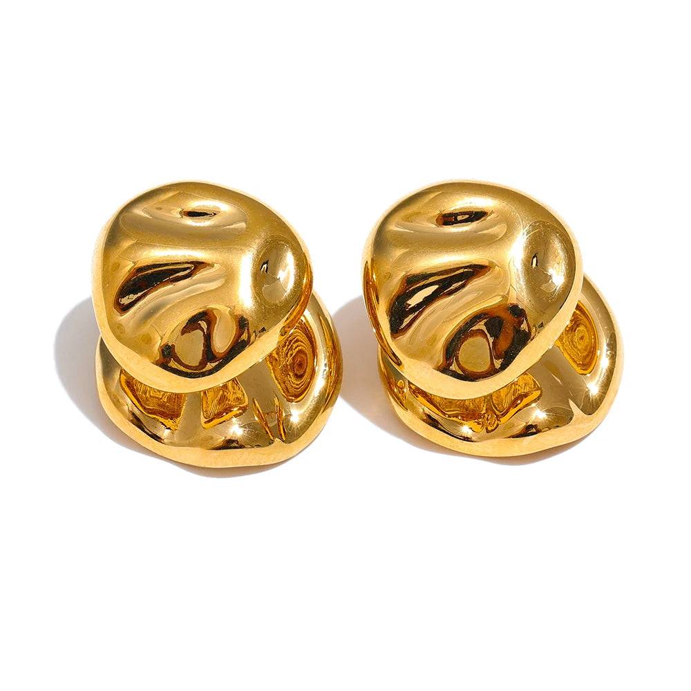 Geometric Textured Chunky Stud Earrings