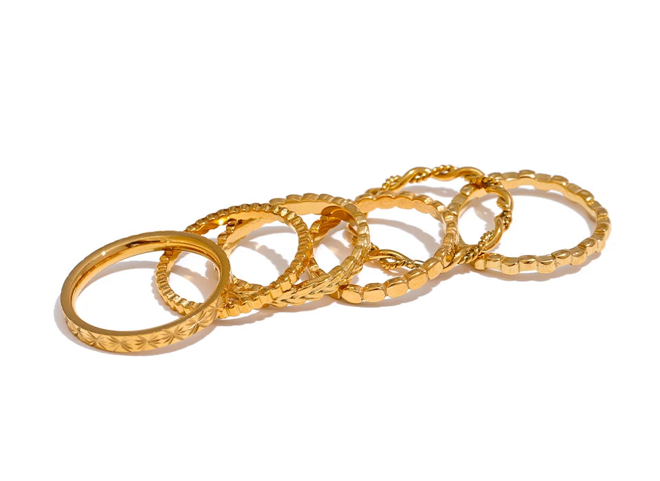 Geometric Textured Stackable Chic Ring - Ecru