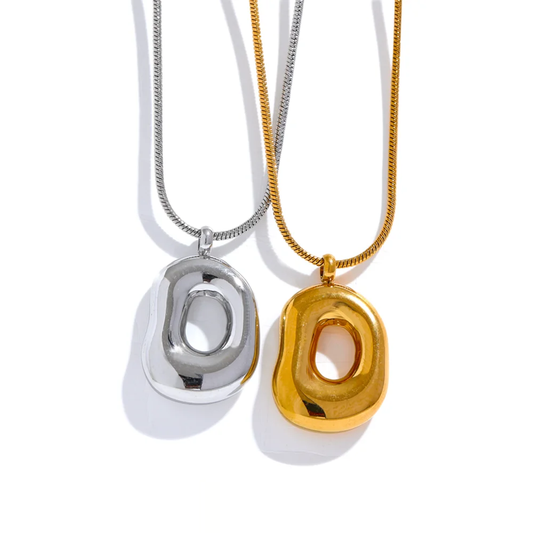 Geometry Hollow Pendant Charm Necklace - Ecru