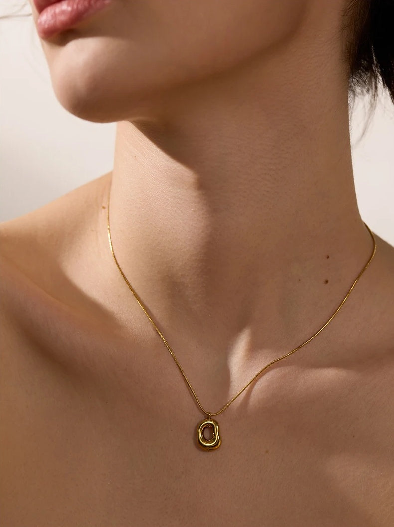 Geometry Hollow Pendant Charm Necklace - Ecru