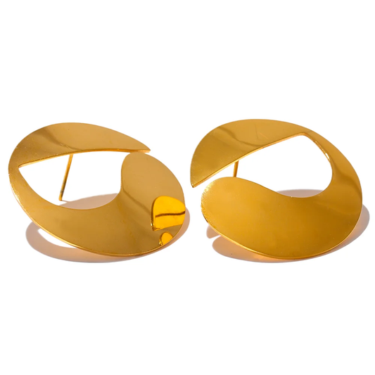 Glossy Creative Round Stud Earrings - Ecru