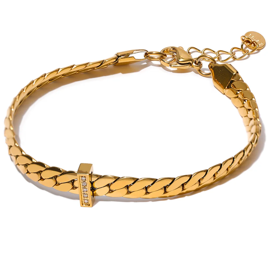 Gold Plated Cuban Chain Bracelet - Ecru