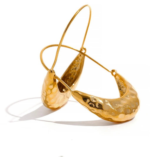 Golden Drop Dangle Minimalist Earrings - Ecru