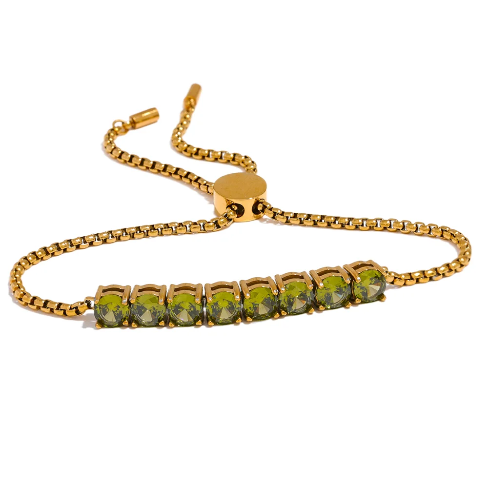 Green White Blue Cubic Bracelet - Ecru