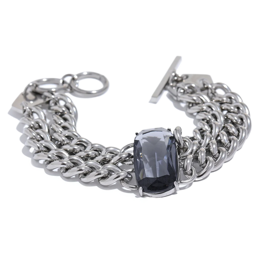 Grey Cubic Zirconia Thick Necklace - Ecru