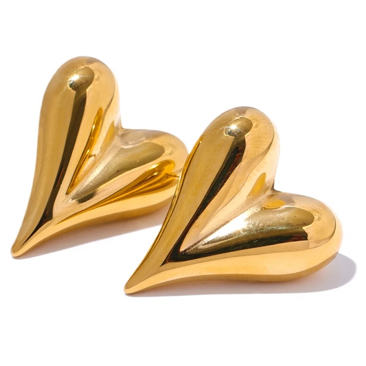 Heart Cast Stud Valentine's Earrings - Ecru