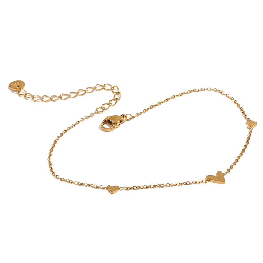 Heart Chain Anklet Summer Bracelet - Ecru