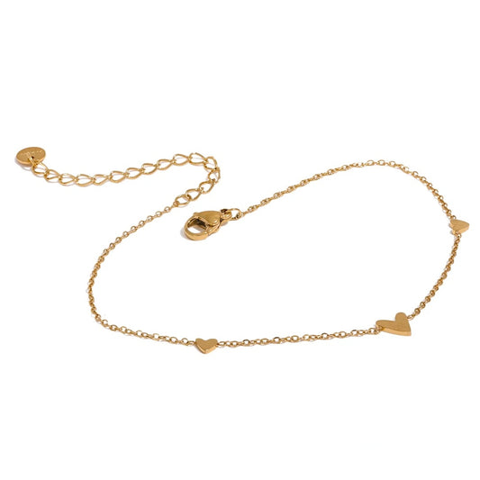 Heart Chain Anklet Summer Bracelet - Ecru
