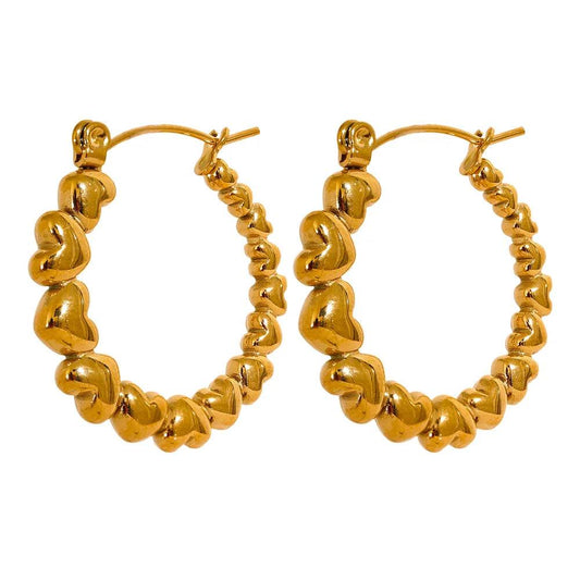 Heart Charm Refined Hoop Earrings - Ecru