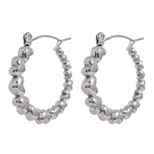 Heart Charm Refined Hoop Earrings - Ecru