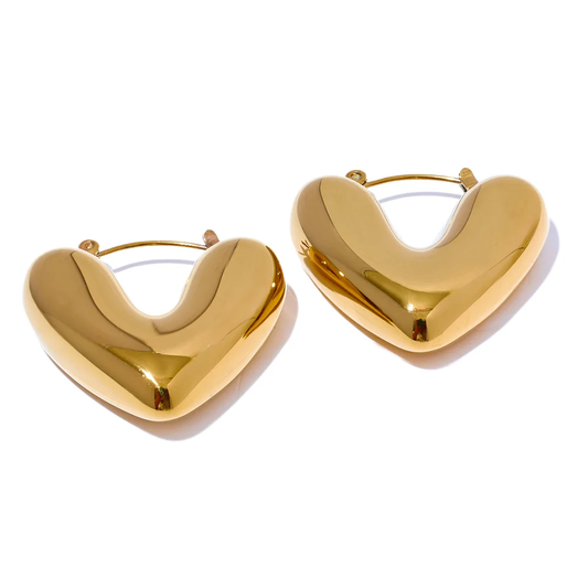 Heart Chunky Versatile Hoop Earrings - Ecru