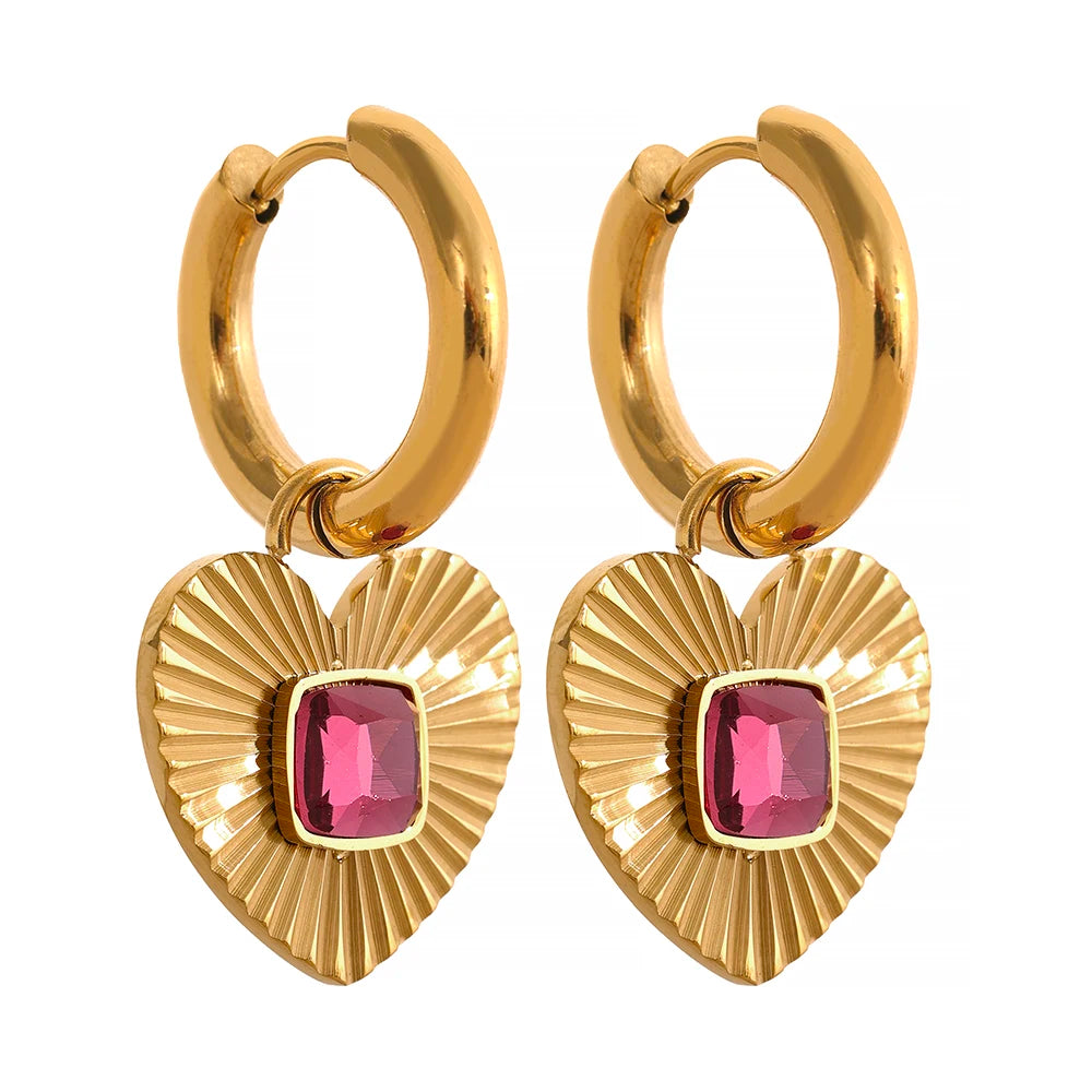 Heart Delicate Glass Crystal Earrings - Ecru