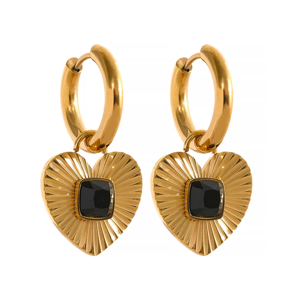 Heart Delicate Glass Crystal Earrings - Ecru