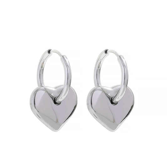 Heart Huggie Golden Hoop Earrings - Ecru