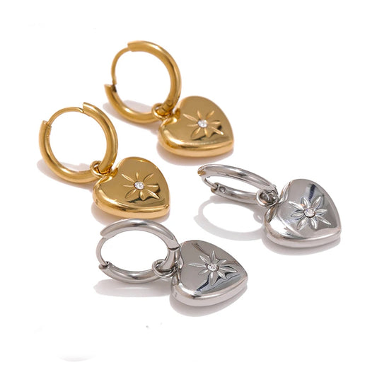 Heart Huggie Love Hoop Earrings - Ecru