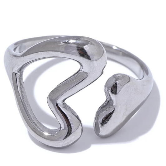 Heart Minimalist Charm Statement Ring - Ecru