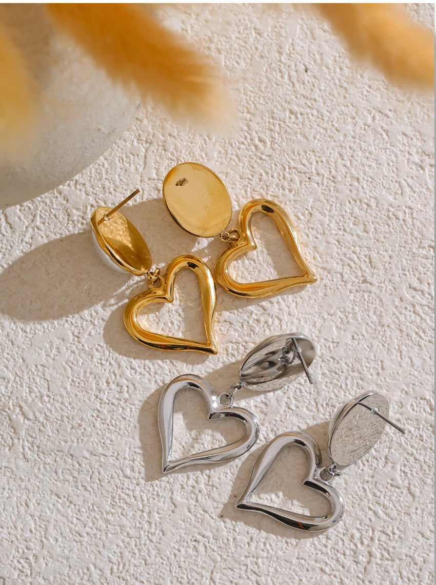 Heart Pearl Versatile Drop Earrings - Ecru
